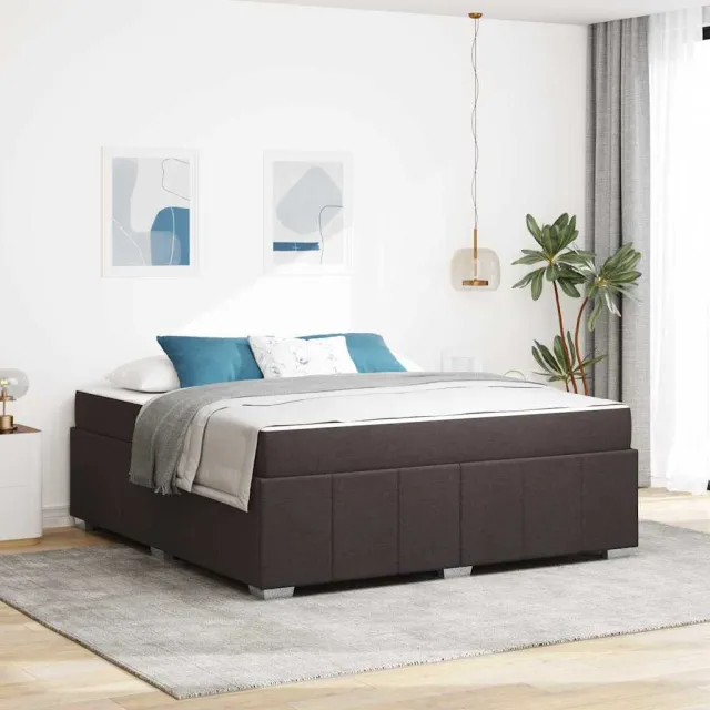 vidaXL Bedframe met matras Donkerbruin 180 x 200 cm Stof