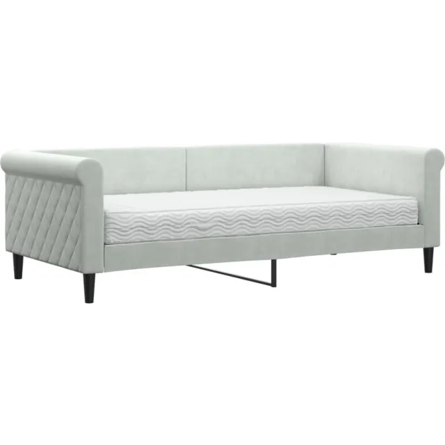 vidaXL Slaapbank - met - matras - 90x190 - cm - fluweel - lichtgrijs