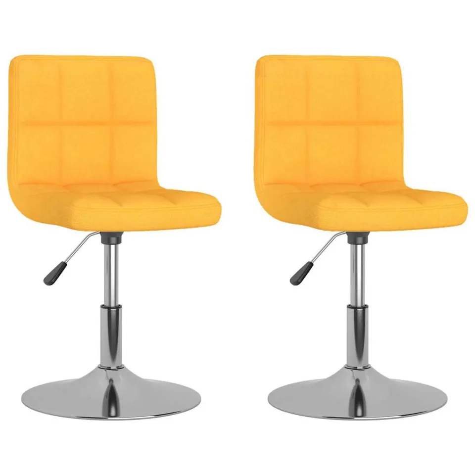 vidaXL Eetkamerstoelen draaibaar 2 st stof geel, foto 3