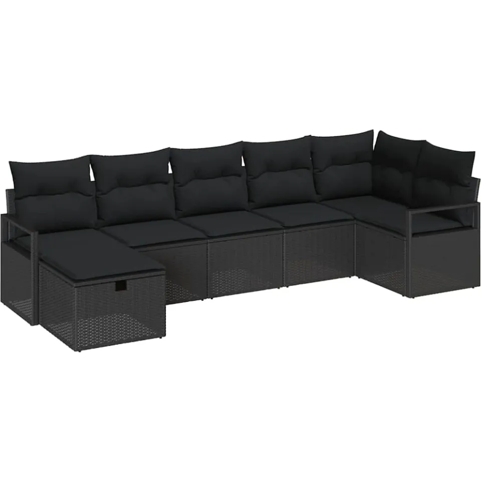 vidaXL Bankstel 5 st poly rattan zwart