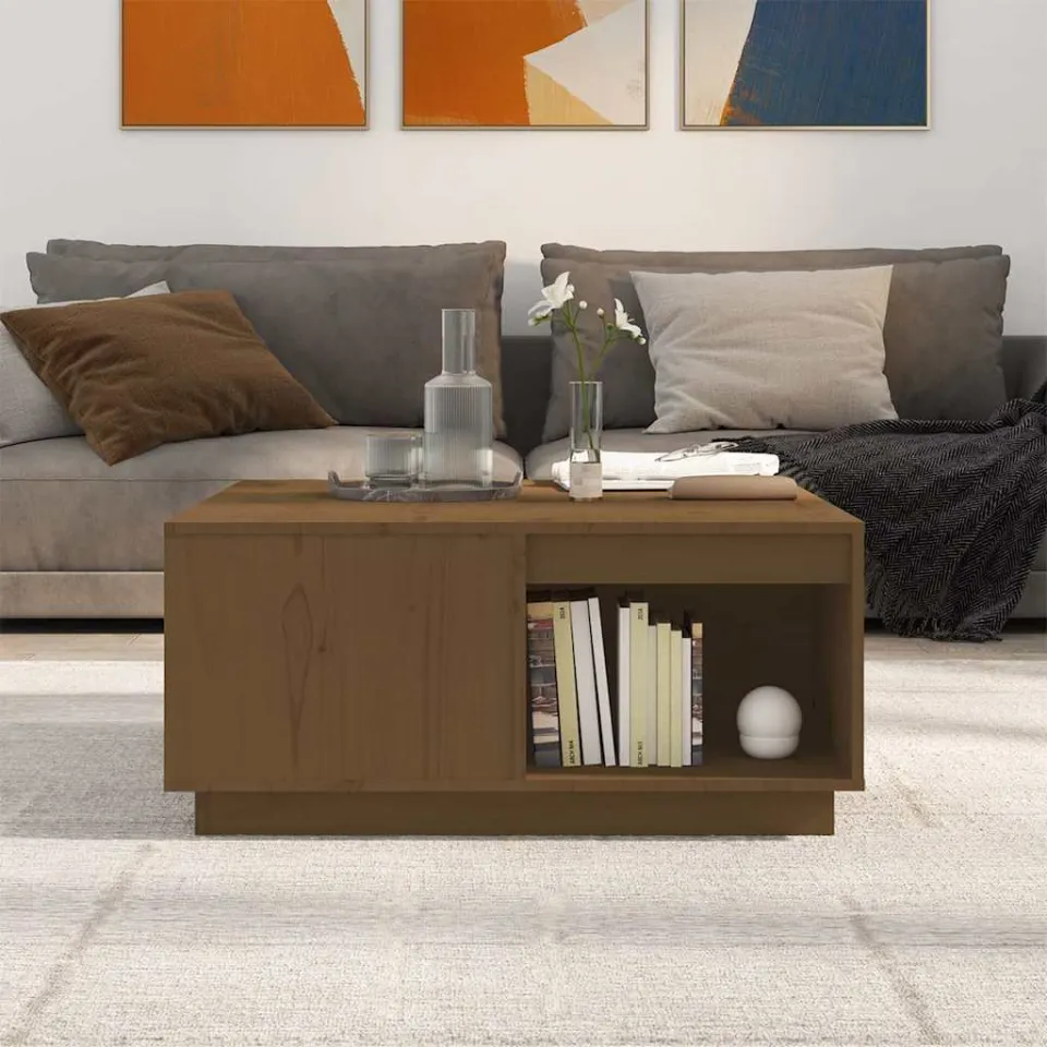 vidaXL Salontafel 80x81x36,5 cm massief grenenhout honingbruin bruin, foto 3