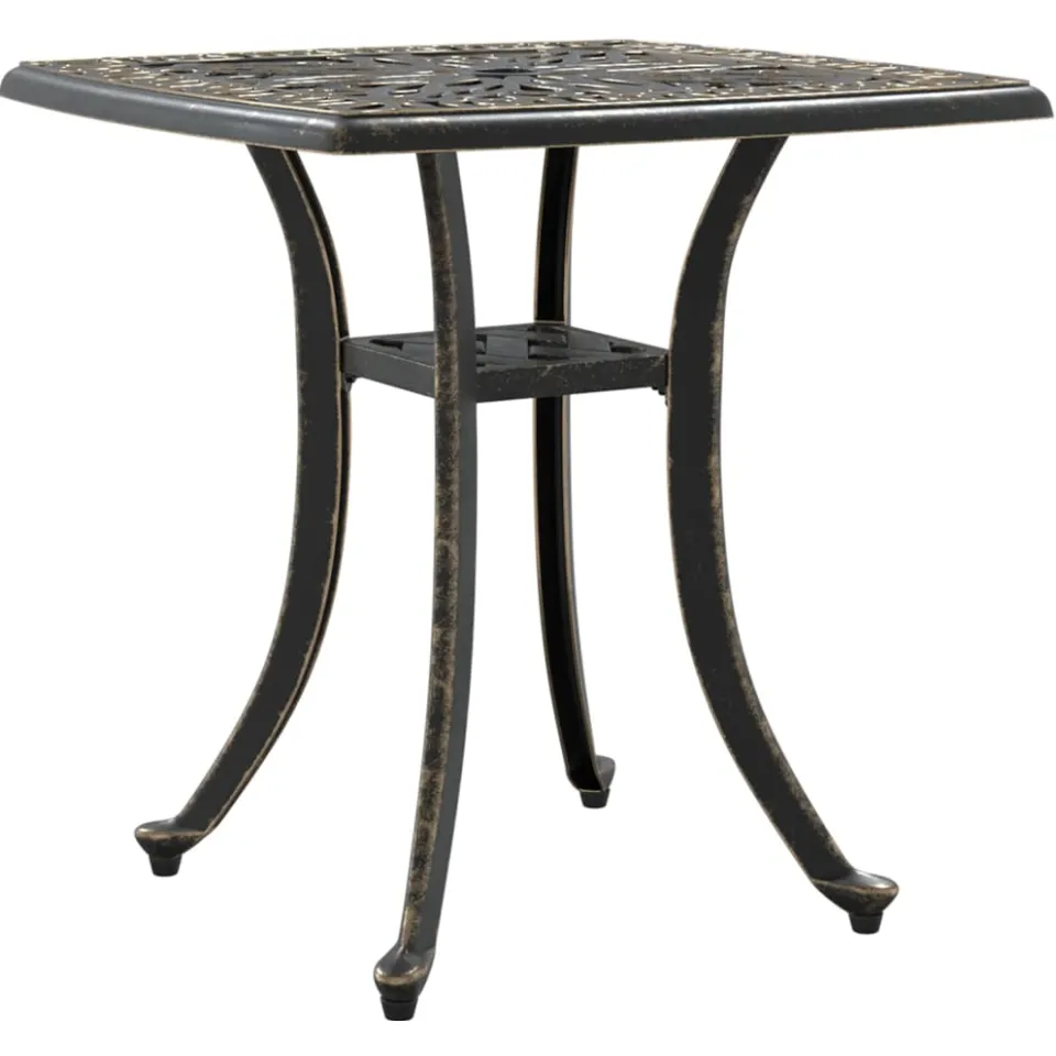vidaXL Tuintafel 53x53x53 cm gietaluminium bronskleurig Bruin