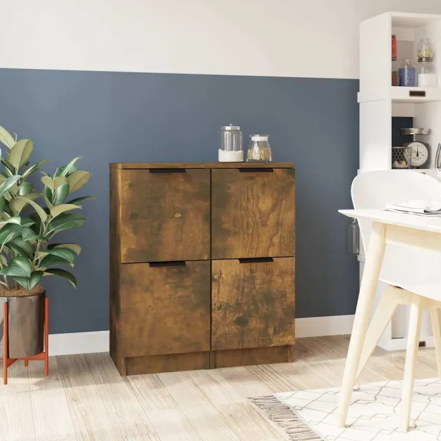 vidaXL Dressoirs 2 st 30x30x70 cm bewerkt hout gerookt eikenkleurig, foto 2