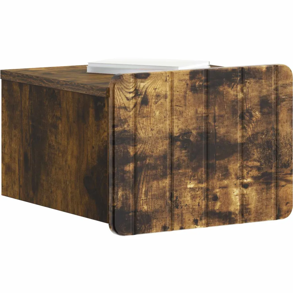 vidaXL Wandbeugel Bedkast Gerookt eiken 33 x 34,5 x 24 cm Bewerkt hout Bruin