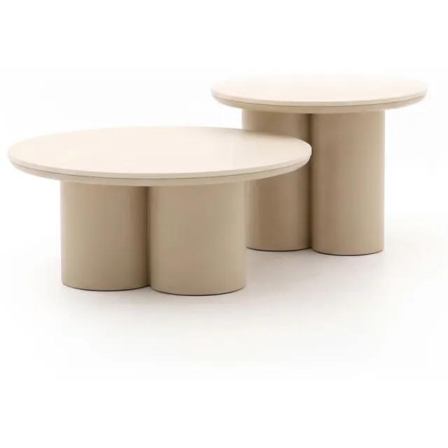 Apple Bee Tonga bijzet tuintafelset ø 80cm (h: 36cm)/ø 60cm (h: 44cm) Wit