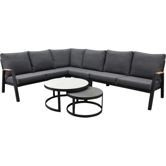 AVH-Collectie Montenegro hoek loungeset 6-delig antraciet aluminium
