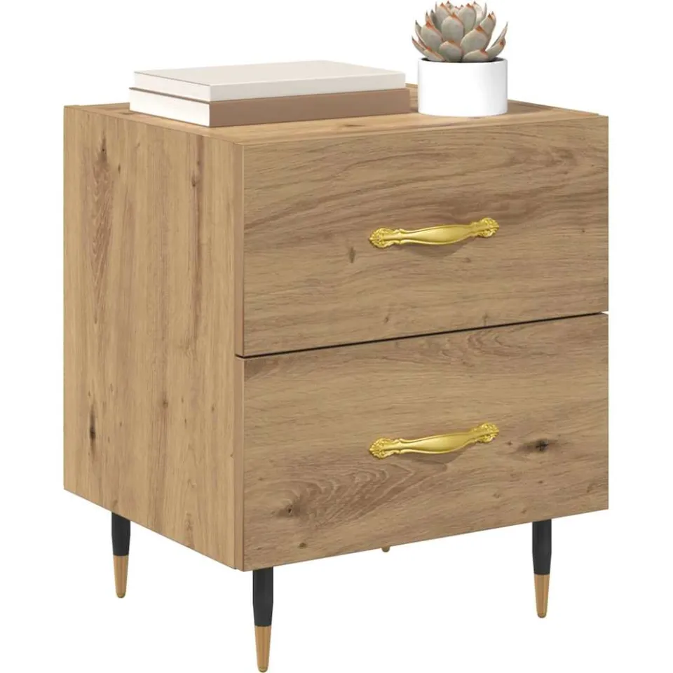 vidaXL Nachtkastje 2 st Artisan Eiken 40 x 35 x 47,5 cm Bewerkt hout Bruin
