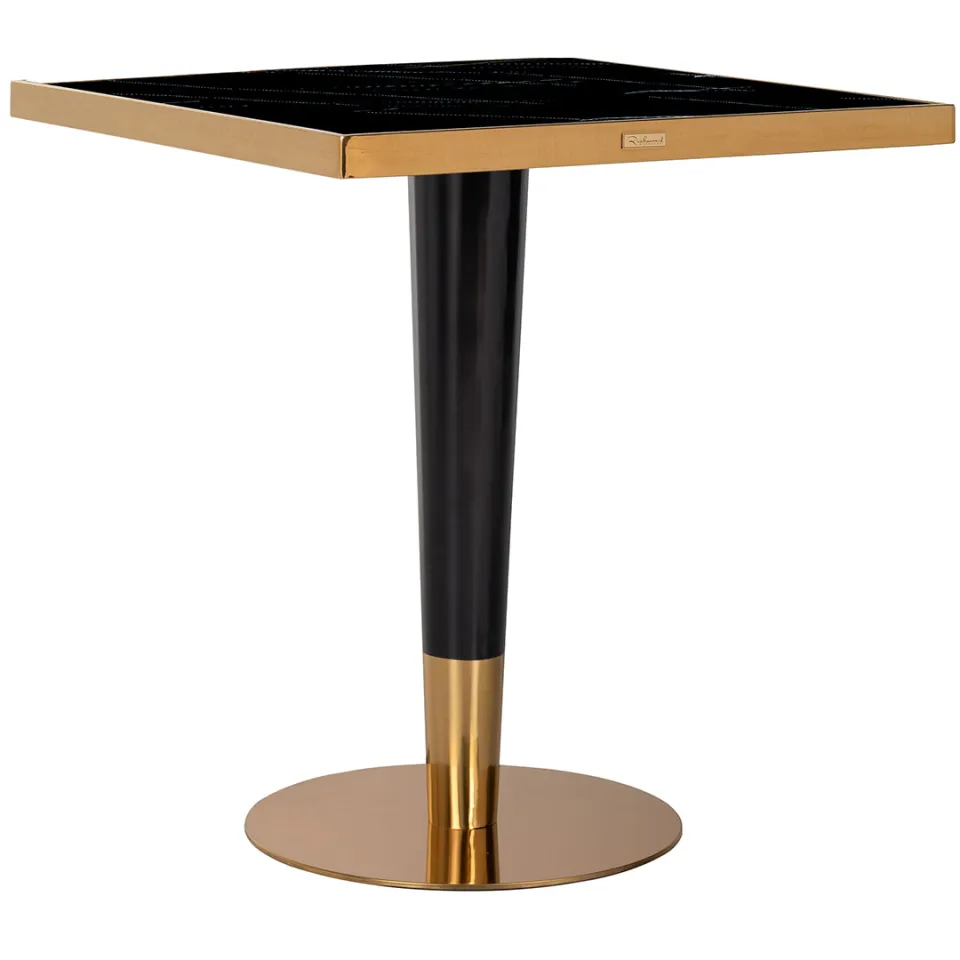 Richmond Interiors Richmond Vierkante Bistrotafel 'Can Roca' Faux Marmer, 70 x 70cm Zwart