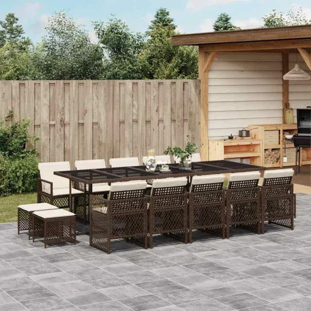 vidaXL 15-delige Tuinset met kussens poly rattan zwart, foto 2