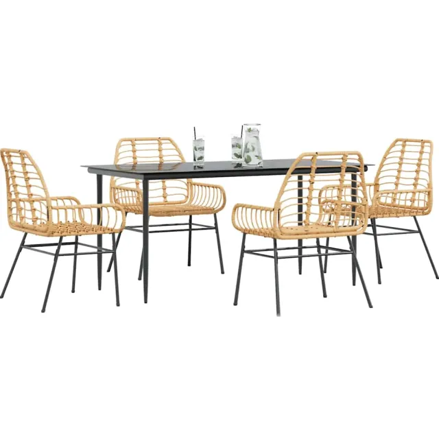 vidaXL 5-delige Tuinset poly rattan glas bruin, foto 2