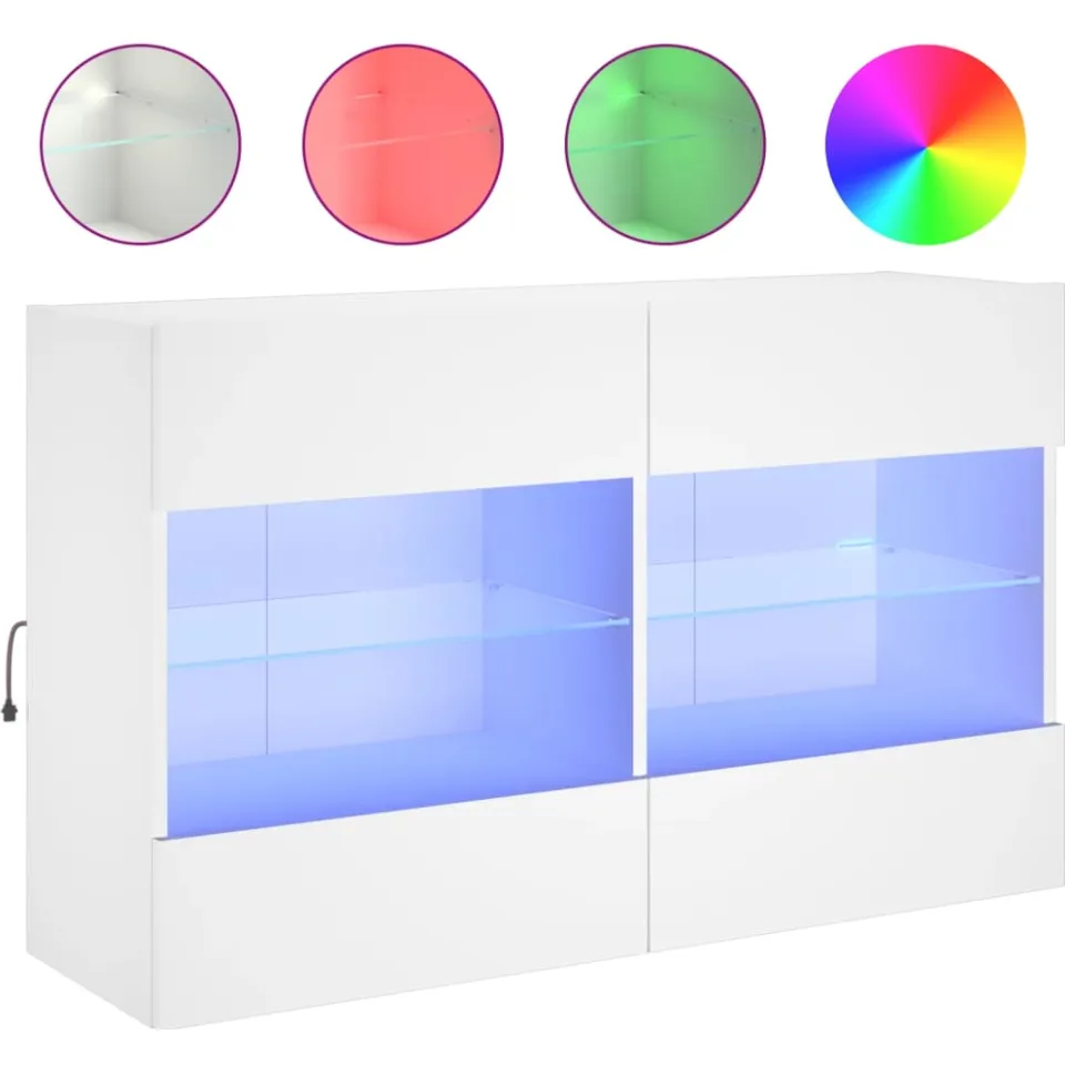 vidaXL Tv-wandmeubel met LED-verlichting 98,5x30x60,5 cm wit, foto 3