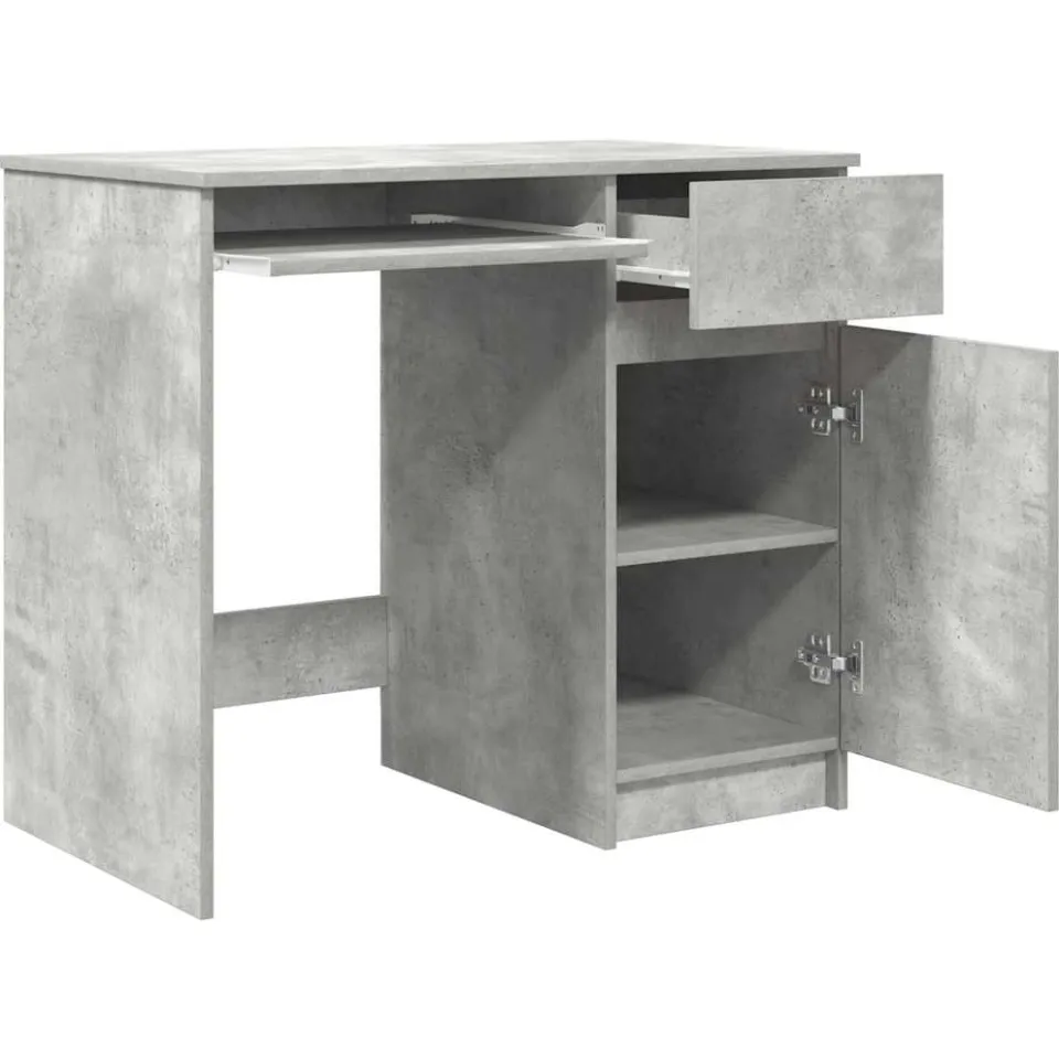 vidaXL Bureau 86x49x76 cm spaanplaat betongrijs grijs, foto 4