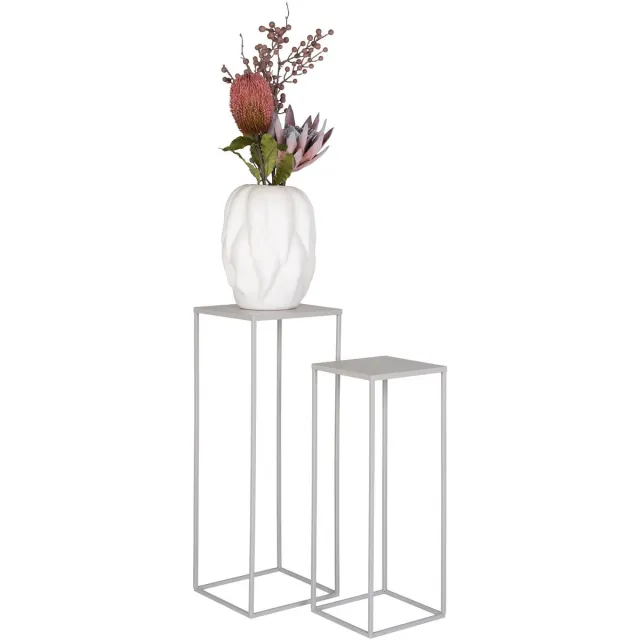 House Nordic Beja Bloemstandaard - Staal, Koel Grijs, Set van 2