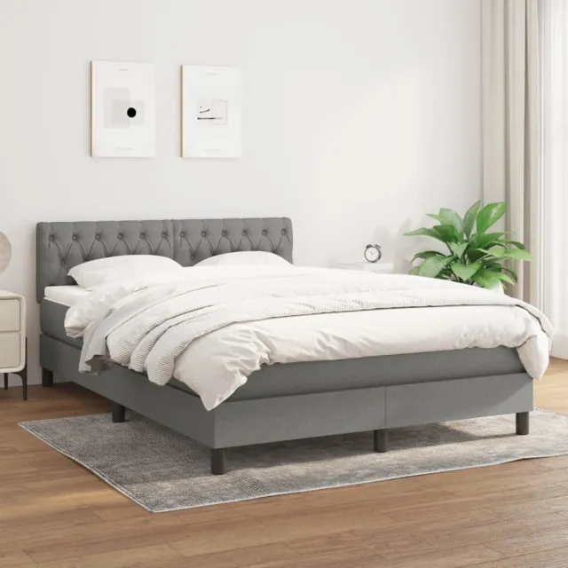 vidaXL Boxspring met matras stof donkergrijs 140x200 cm grijs