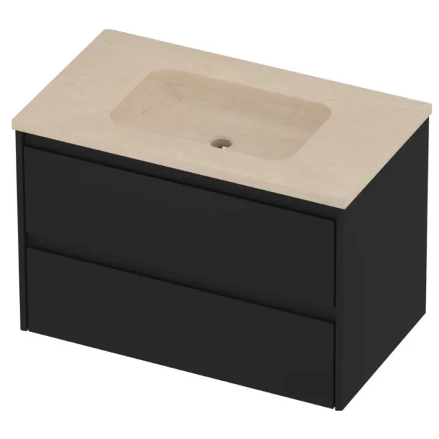 Proline Rollo Badmeubelset Hardsteen Elegant 80x46x54 cm Sand Stone Mat Zwart