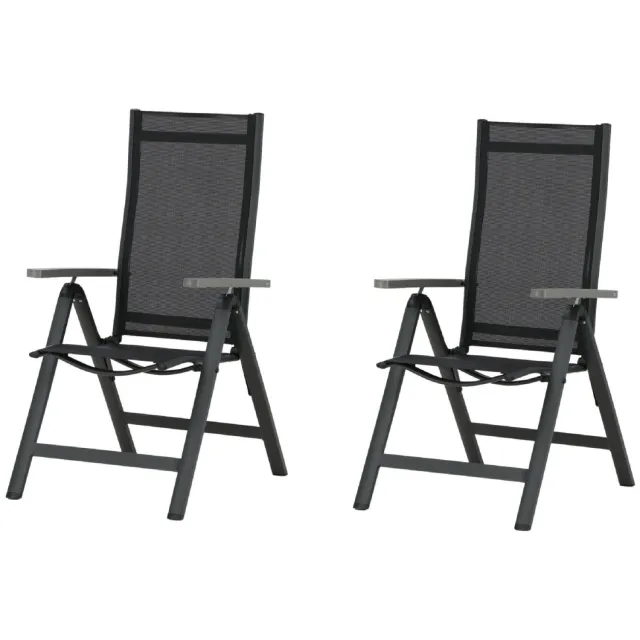 Nest of Nora Set van 2 - Nest of Nora Tuinstoelen verstelbaar met armleuningen - Aluminium en textileen - Zwart