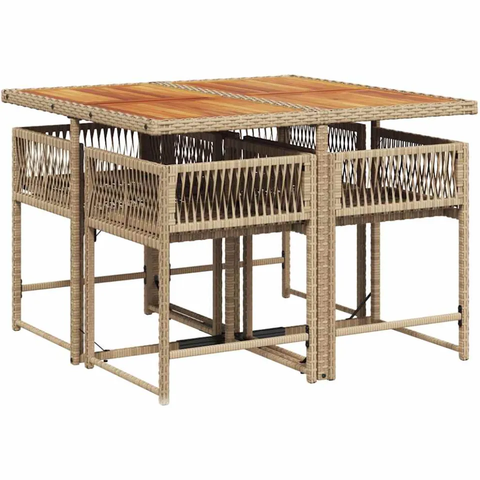 vidaXL 5-delige Tuinset met kussens poly rattan beige, foto 4