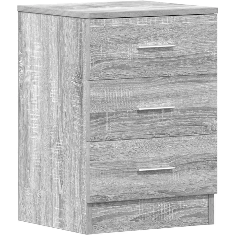vidaXL Nachtkastjes 2 st 38x35x56 cm bewerkt hout grijs sonoma eiken, foto 4