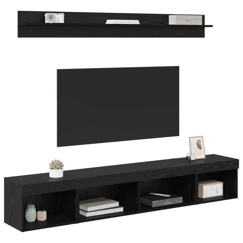 vidaXL TV Wandkast Set 5 st Zwart Eiken Bewerkt hout