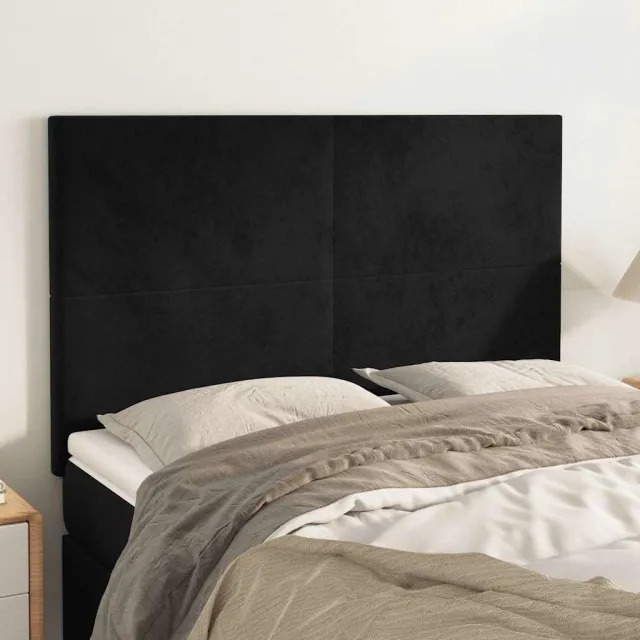 vidaXL Hoofdbord zwart 144x5x118/128 cm fluweel