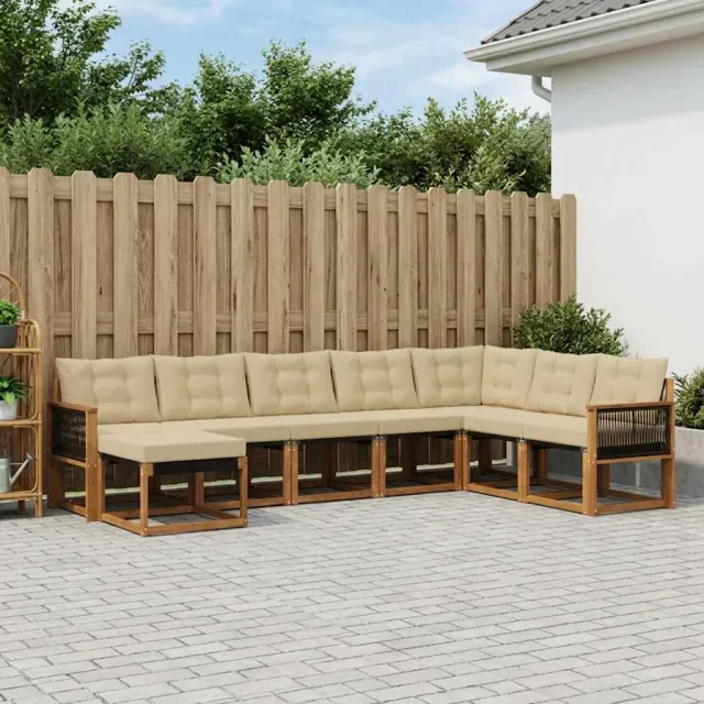 vidaXL Buiten bankenset 8 st 8-zits Natuurlijk en Beige