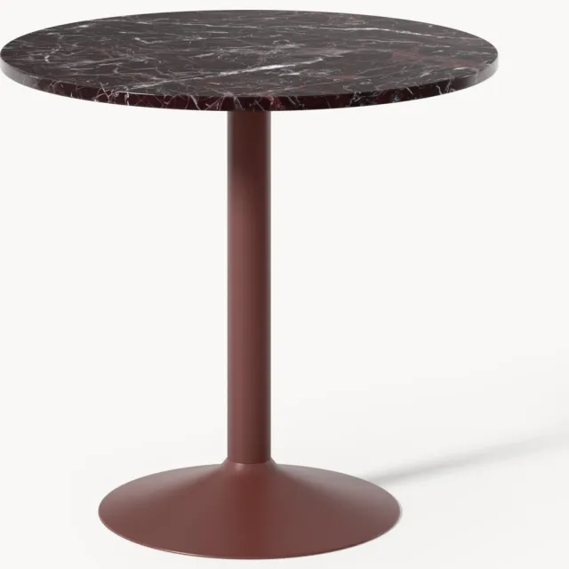 Westwing Collection Ronde eettafel Miley met marmeren blad, in verschillende formaten Wijnrood