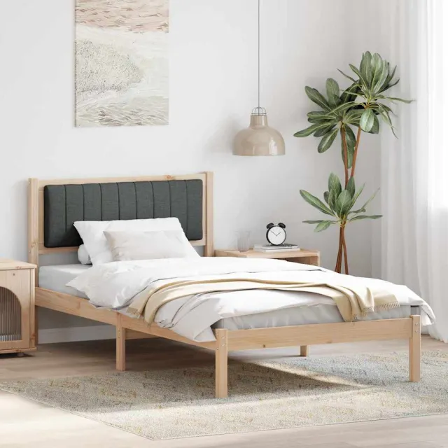 vidaXL Bedframe met Gevoerd Hoofdgedeelte Donkergrijs 100 x 200 cm Bruin