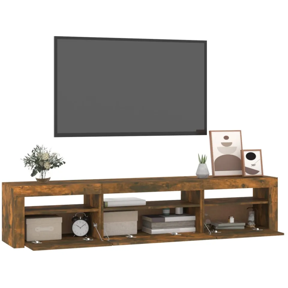 vidaXL Tv-meubel met LED-verlichting 195x35x40 cm gerookt eikenkleurig, foto 3