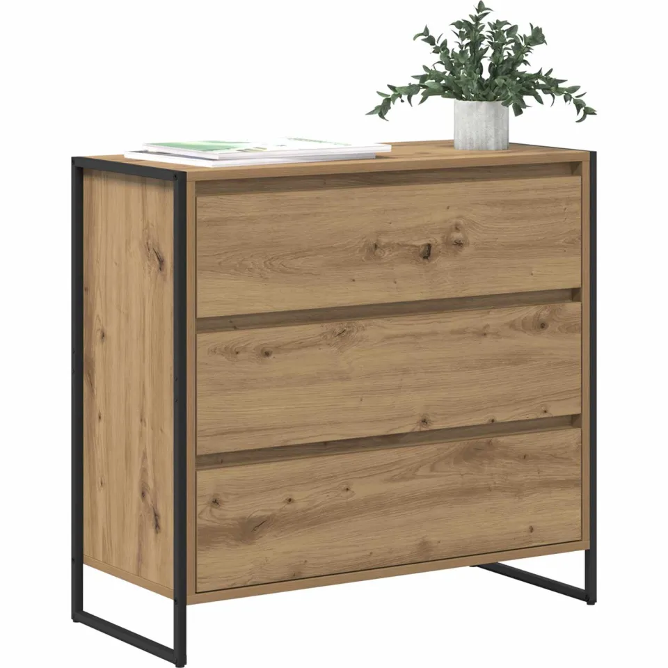 vidaXL Dressoir Artisanaal eiken 79 x 36 x 75.5 cm Bewerkt hout Bruin