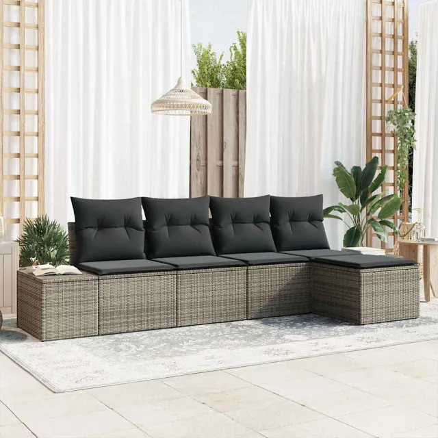 vidaXL Tuin Sofa Set 5 st Grijs poly rattan, foto 2