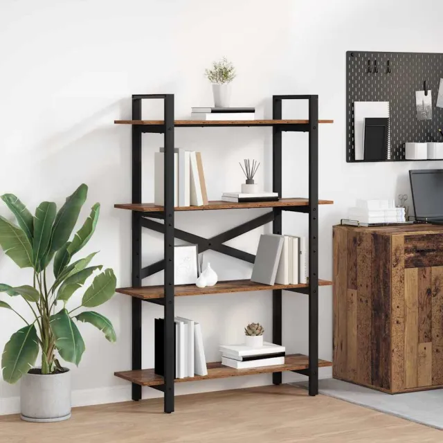 vidaXL Boekenkast 4-laags 100 x 33,5 x 140 cm Bewerkt hout Oud Hout bruin, foto 2