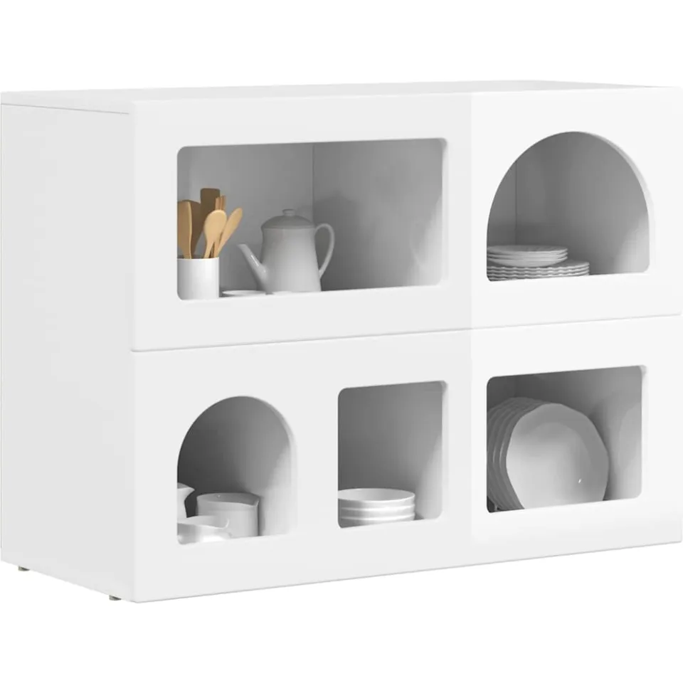 vidaXL Dressoir ELST Hoogglans wit 80,5 x 35 x 59 cm Bewerkt hout