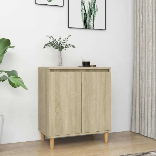 vidaXL Dressoir met houten poten 60x35x70 cm bewerkt hout sonoma eiken Bruin
