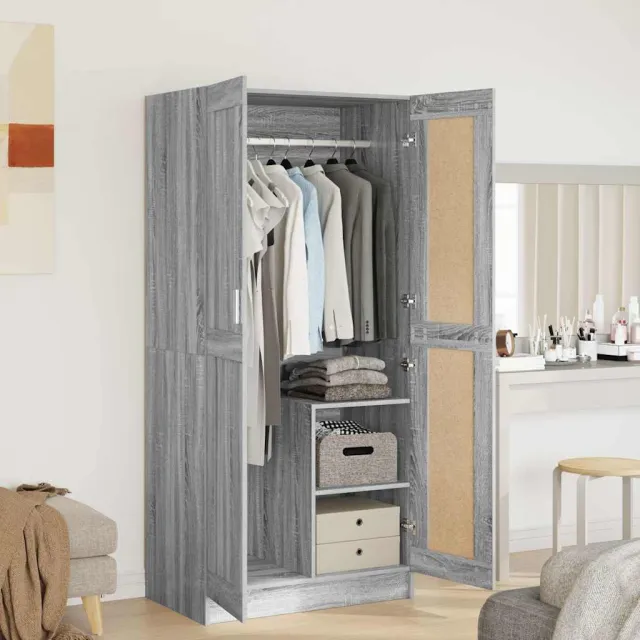 vidaXL Kledingkast 82,5x51,5x180 cm bewerkt hout grijs sonoma eiken, foto 2