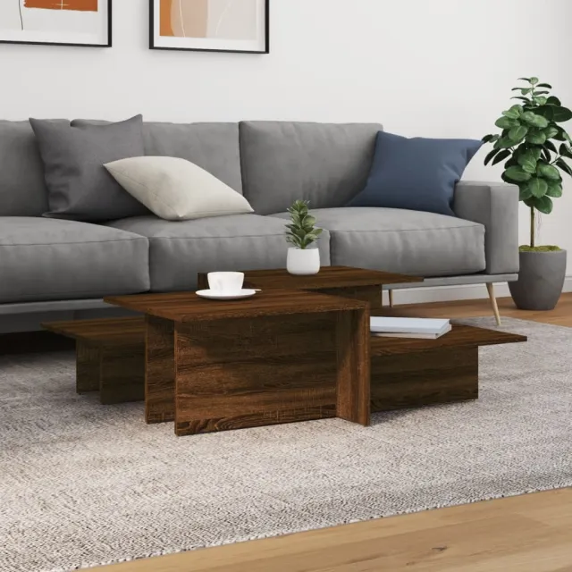 vidaXL Salontafels 2 st bewerkt hout bruin eikenkleur, foto 2