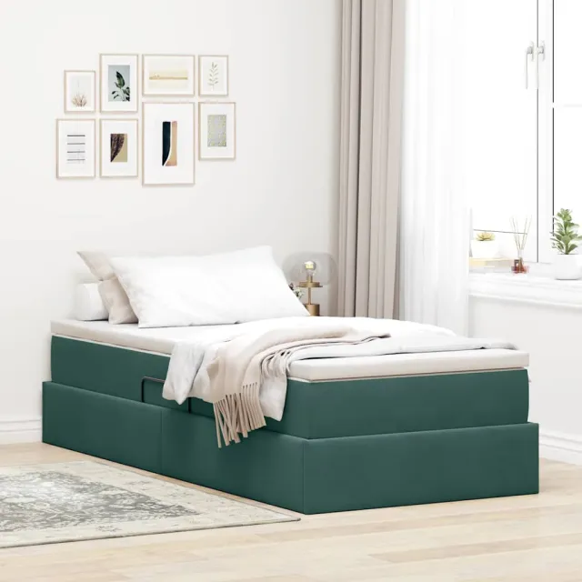 vidaXL Opbergbed met matras met opslag Donkergroen 90 x 200 cm Fluweel