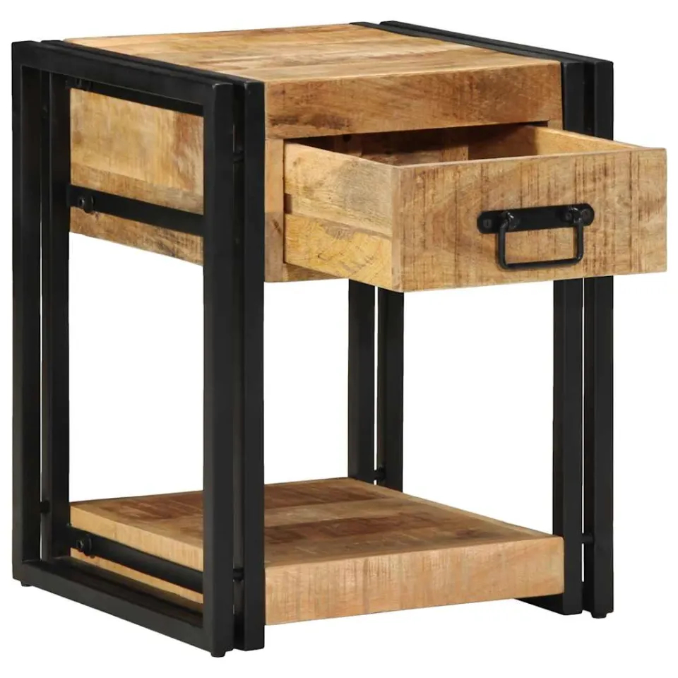 vidaXL Nachtkastjes 2 stuks 40x40x50 cm Massief ruw hout Mango bruin, foto 3