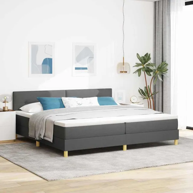 vidaXL LED Box Spring Bed met hoofdeinde Donkergrijs 200 x 200 cm Stof