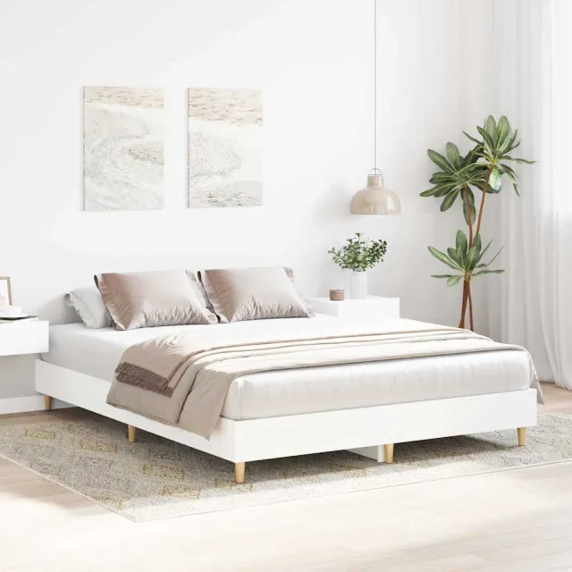 vidaXL Bedframe 2 st Wit 152 x 203 cm Bewerkt hout