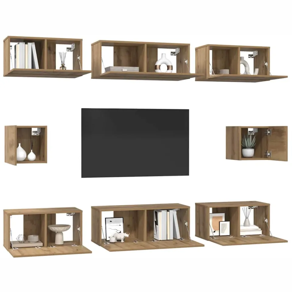 vidaXL Tv-meubelset 8 st 80 x 30 x 30 cm Artisan Eiken Bruin