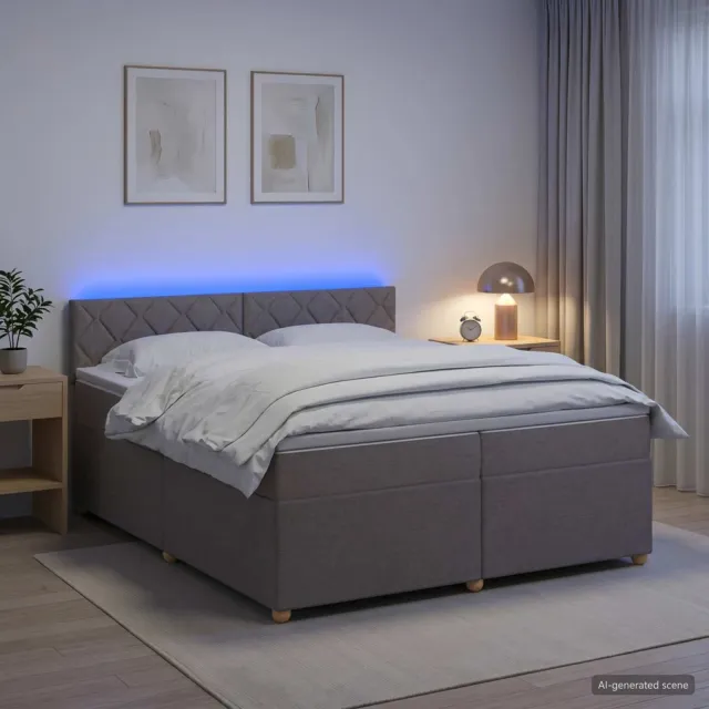 vidaXL Boxspringbed met matras met hoofdeinde Taupe 200 x 200 cm Stof