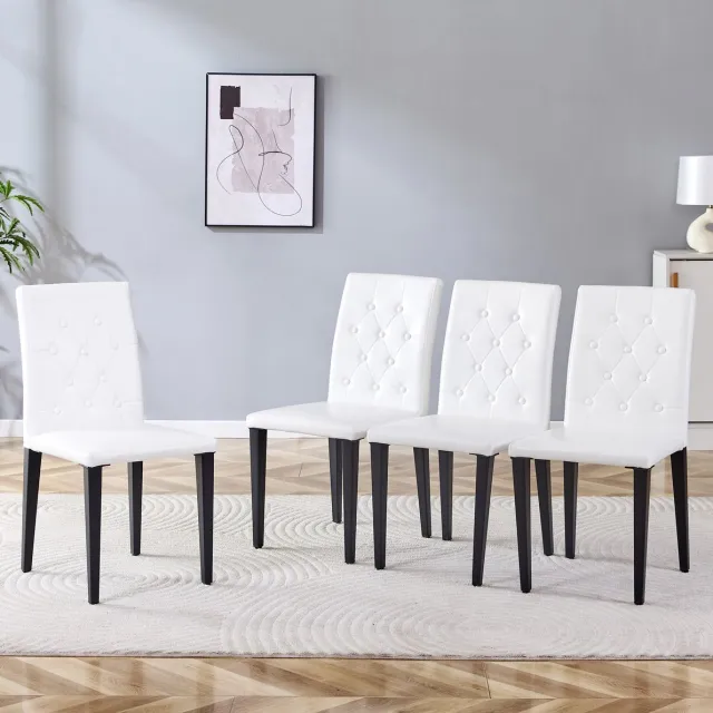 COVREO Eetkamerstoel 89 cm wit zwart, kunstleer en metaal, set van 4