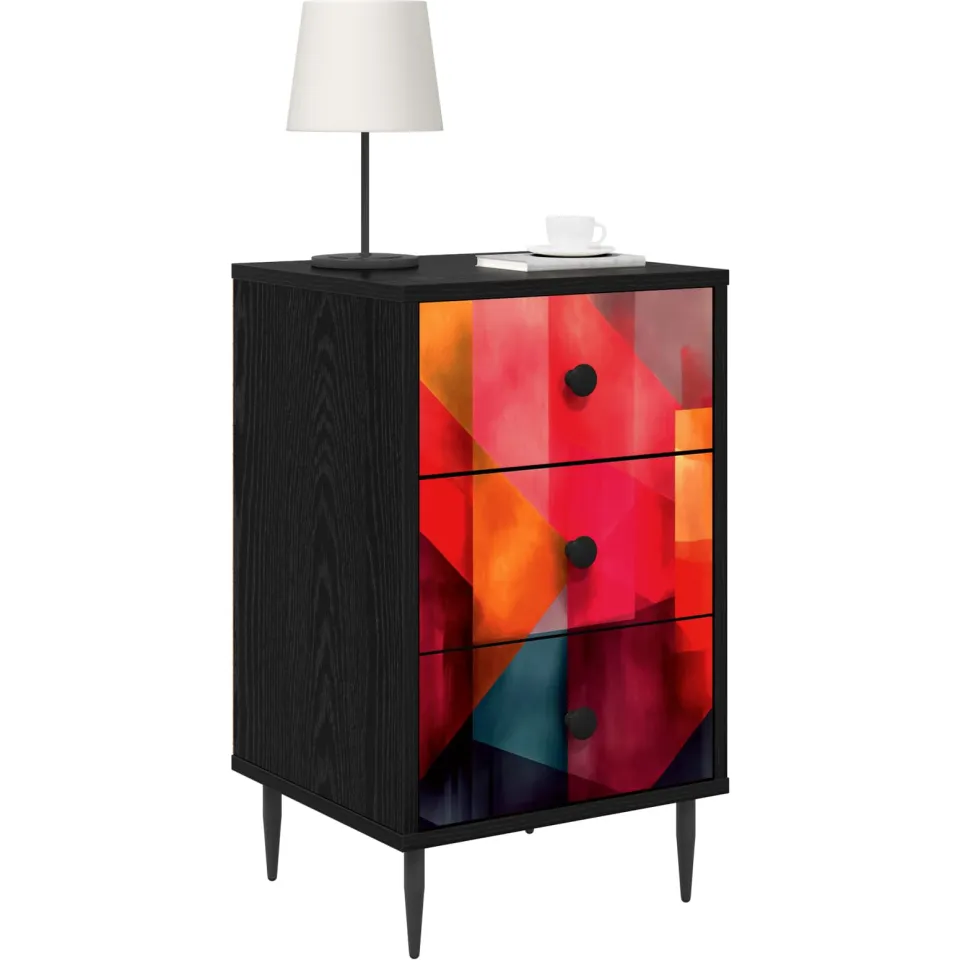 vidaXL Nachtkastje HEESCH Zwart eiken 36 x 33 x 61 cm Bewerkt hout, foto 3