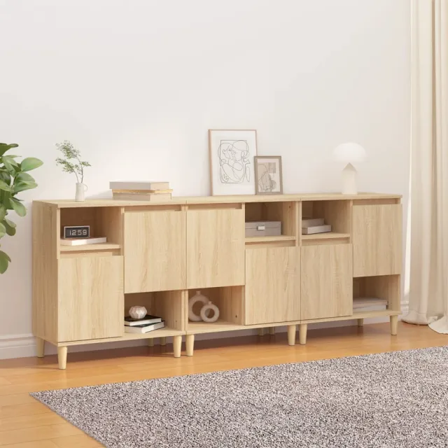 vidaXL Dressoirs 3 st 60x35x70 cm bewerkt hout sonoma eikenkleurig, foto 2