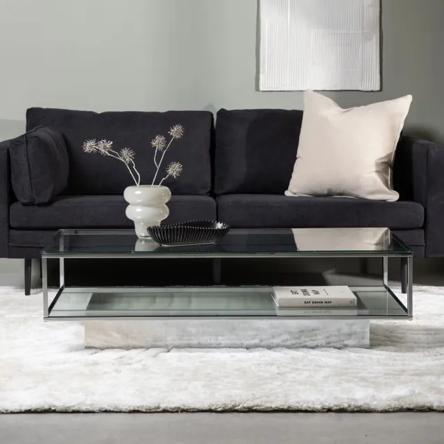 Nohr Sheema salontafel glas zilver, foto 2