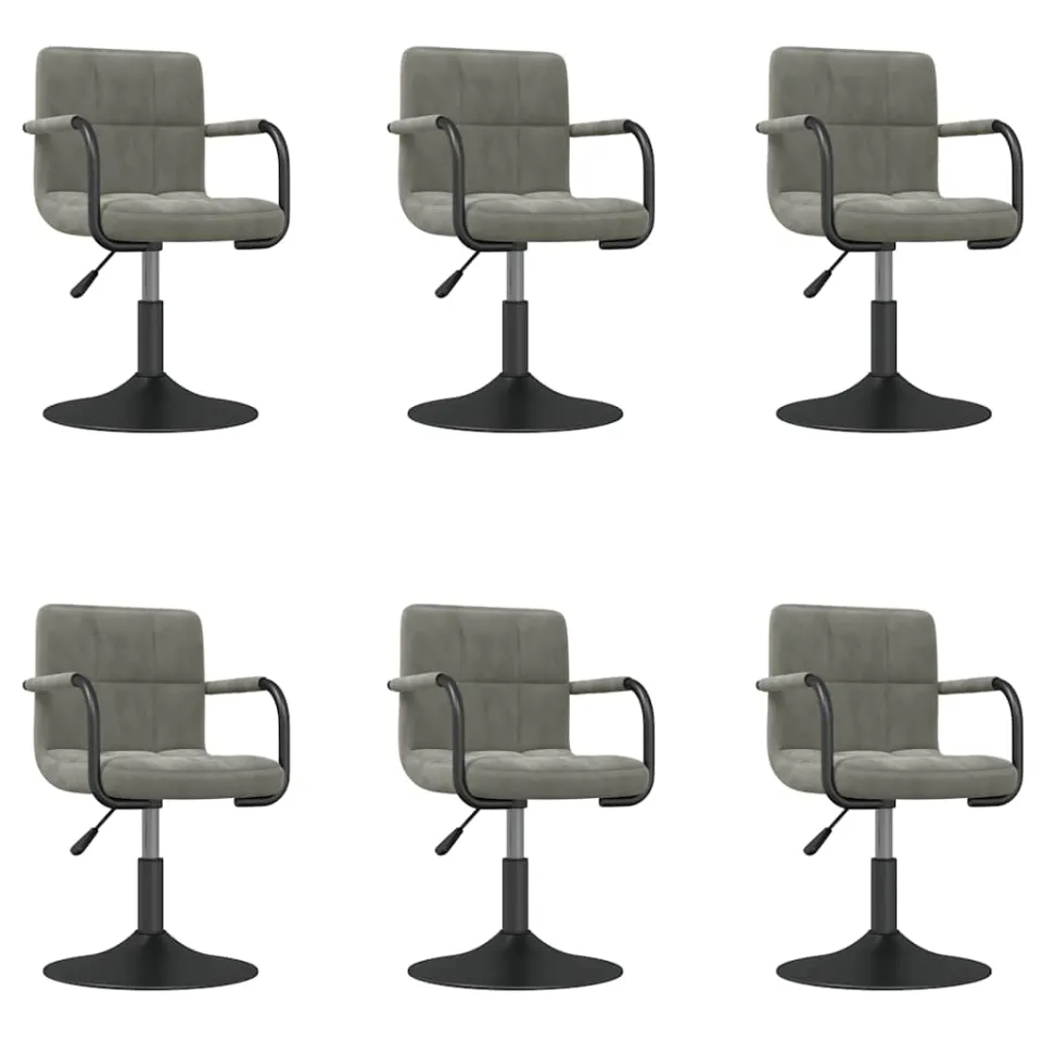 vidaXL Eetkamerstoelen draaibaar 6 st fluweel lichtgrijs grijs, foto 3