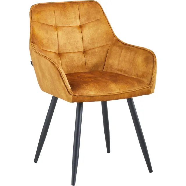 Colenis Oriana Eetkamerstoelen - Set Van 2 - Honey - Adoré Velvet - Industrieel - Met armleuning - Stoel