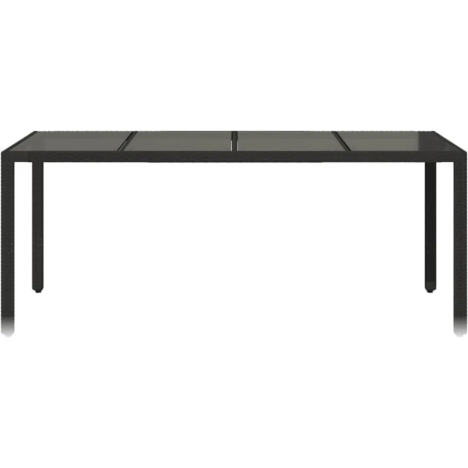 vidaXL Tuintafel met glazen blad 190x90x75 cm poly rattan zwart, foto 4