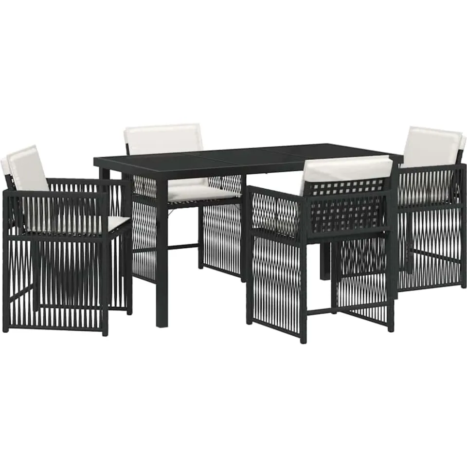 vidaXL Tuin eettafelset 5 st Zwart poly rattan, foto 3