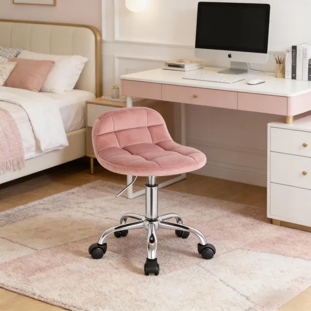 Clruro Bureaustoel - Draaibare Computer- en Make-upstoel - Bureaustool met Wielen Roze